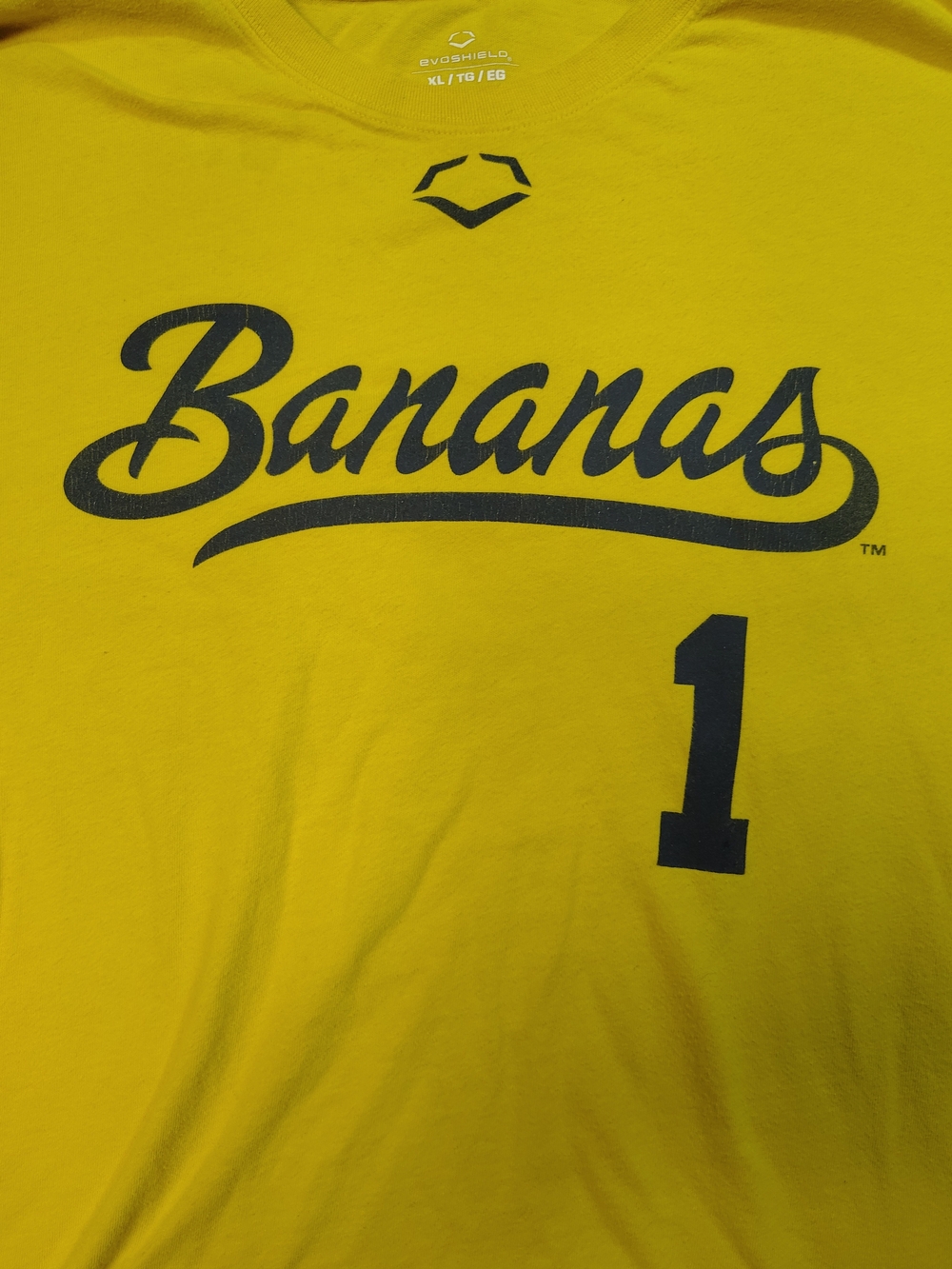 EvoShield Savannah Bananas #1 Shirsey T-Shirt Mens XL Yellow Graphic Tee - Picture 4 of 4